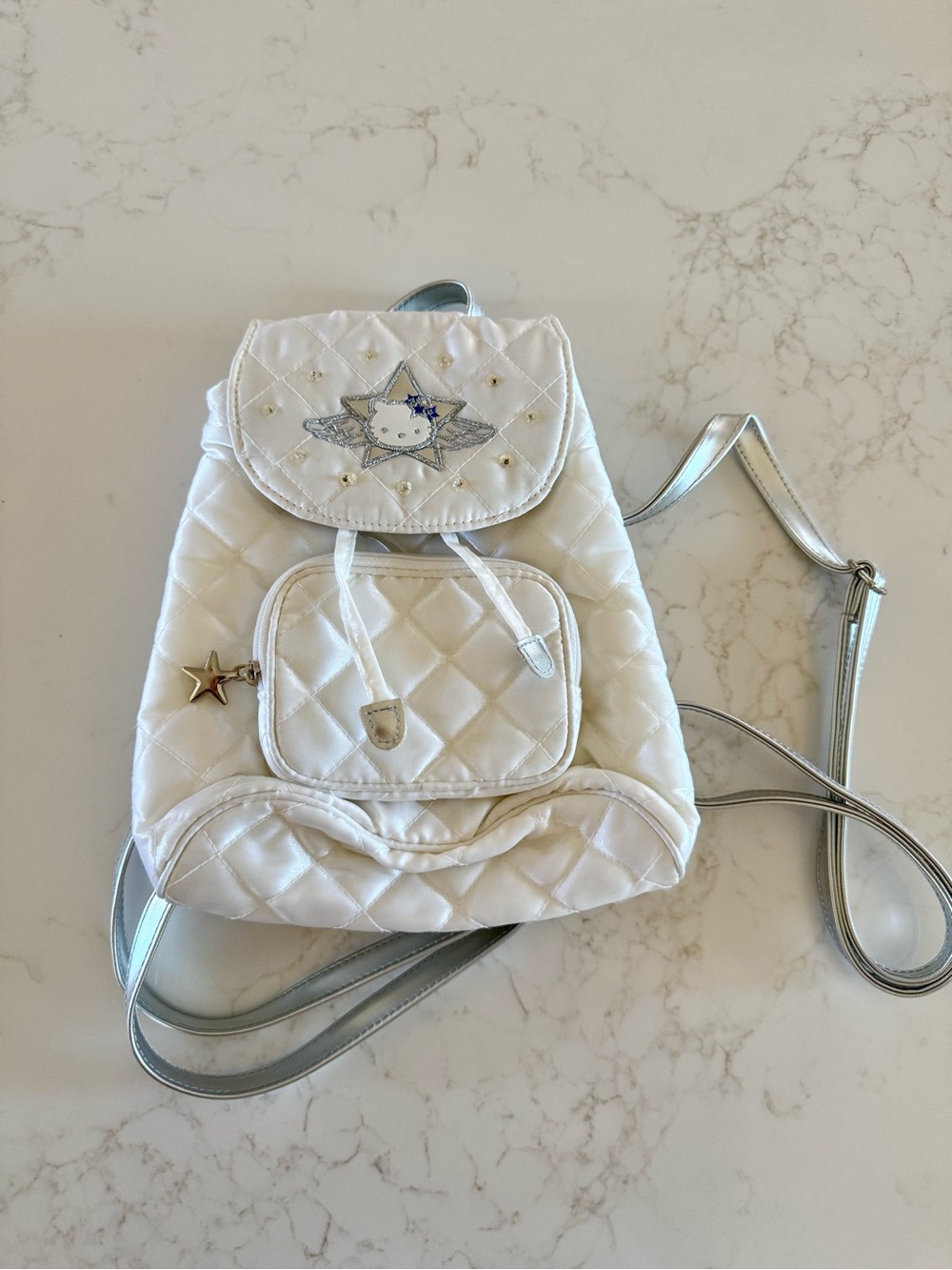 Hello kitty vintage quilted mini white backpack